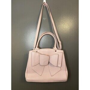 Crossi Pink Bow Satchel Bag Womens Faux Leather Top Handle Crossbody Purse